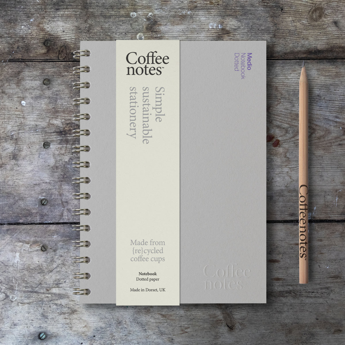 Grey Wirebound Notebook (Dotted)